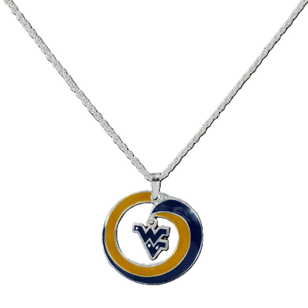 WVU Pendant NECKLACE West Virginia University Blue Gold Mountaineers Jewelry